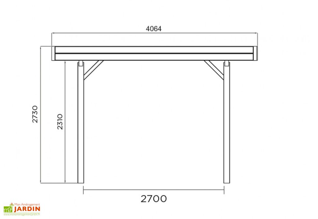 Carport bois modulable 5 x 5 x 4 m SOLID 