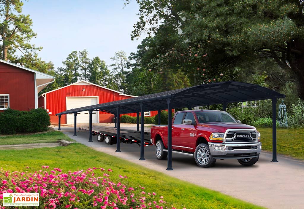 TYLER / CARPORT2 / POTEAUX DROITS / 2 voitures, lxL 3.82x6.12m / Livraison OFFERTE