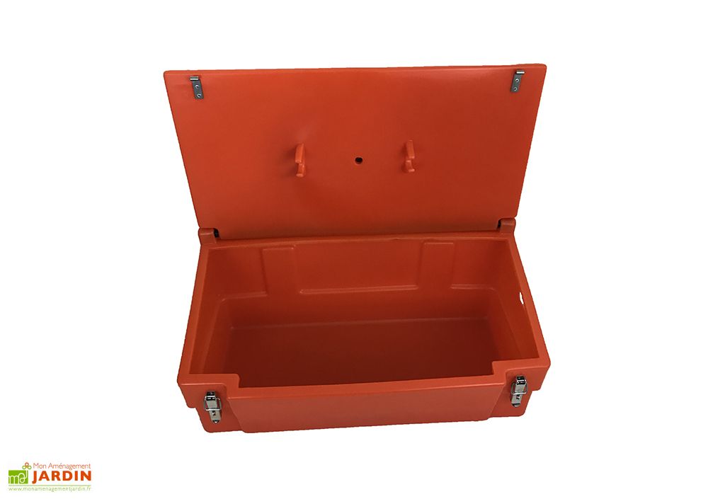Coffre bois Orange 30 cm disposant d'un cadenas et d'un port