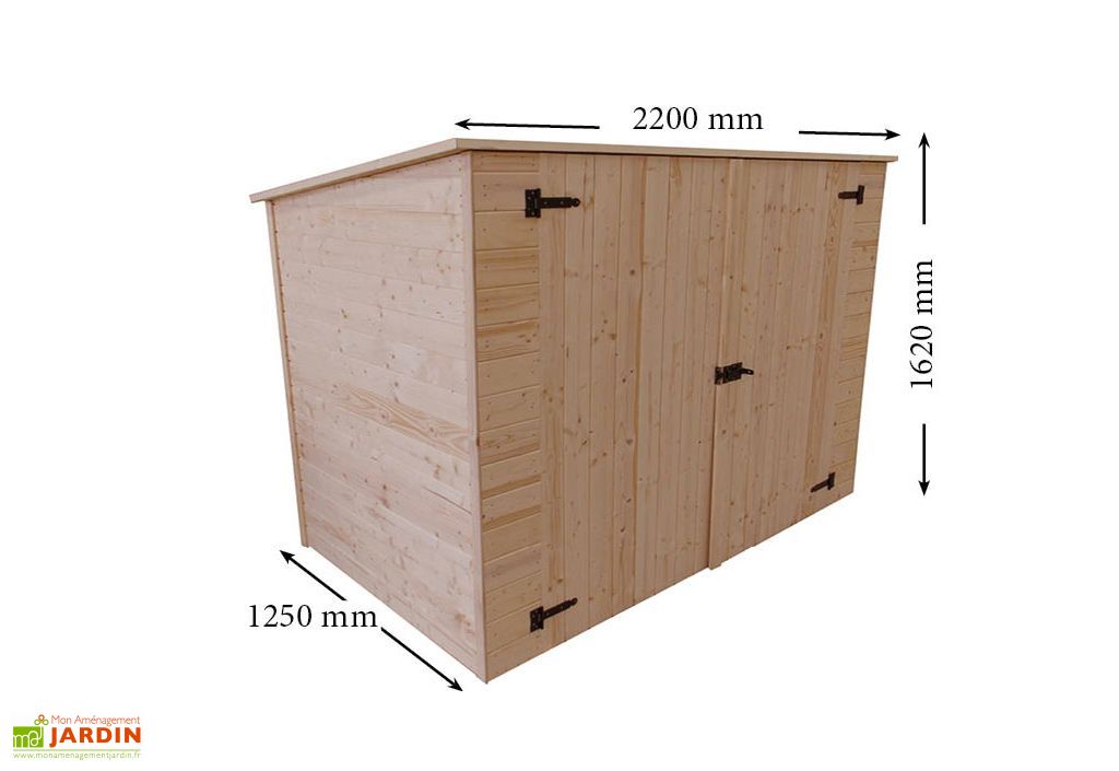 Coffre a velos et motos en bois 125 x 220 x 162 cm Habrita