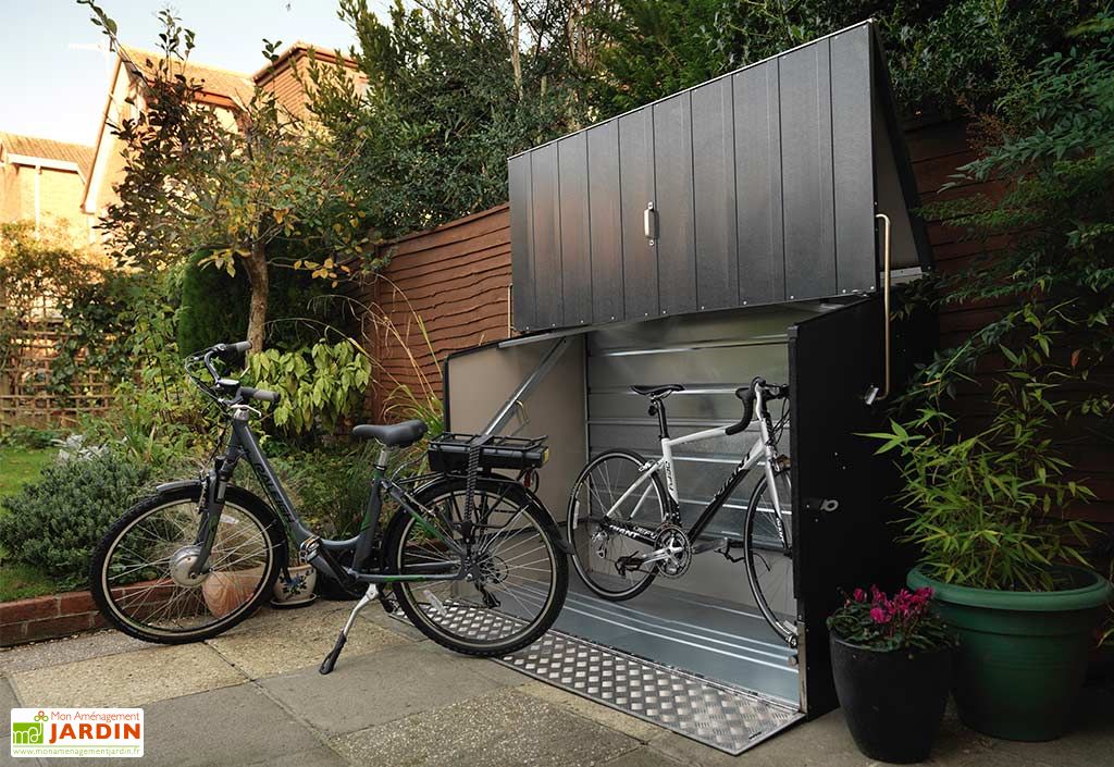 Abri pour vélo électrique en acier galvanisé – 196 x 89 x 133 cm