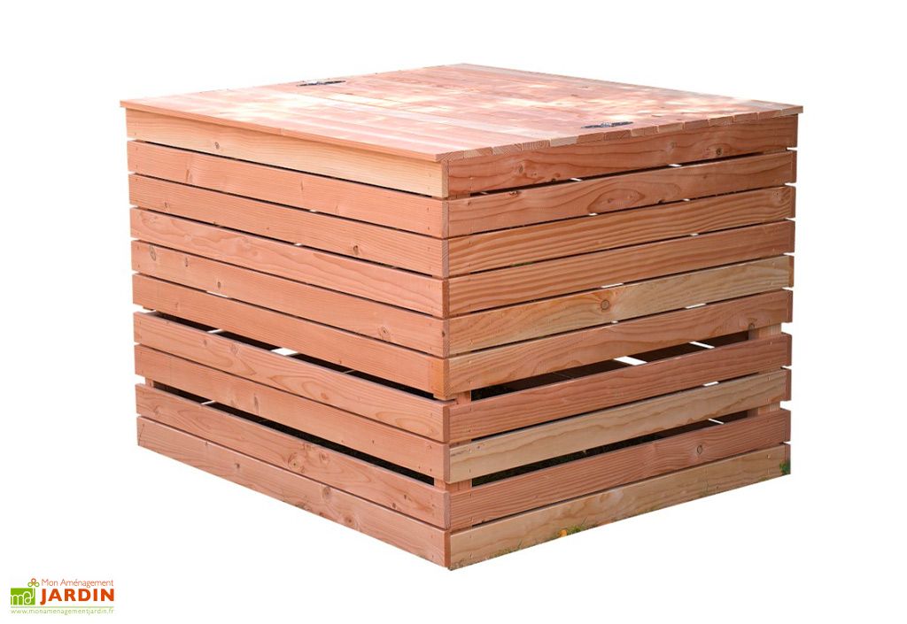 Composteur en bois Douglas 1800 L – 145 x 125 x 105 cm - Lécopot