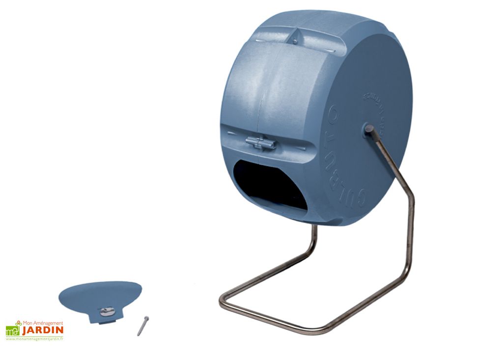 Tambour 360° Aération Composteur De Jardin - Bac à Compost Pour Déchets - Rotatif 360 Degrés - Double Chambre 130 L - Acier Composteur Rotatif 60L