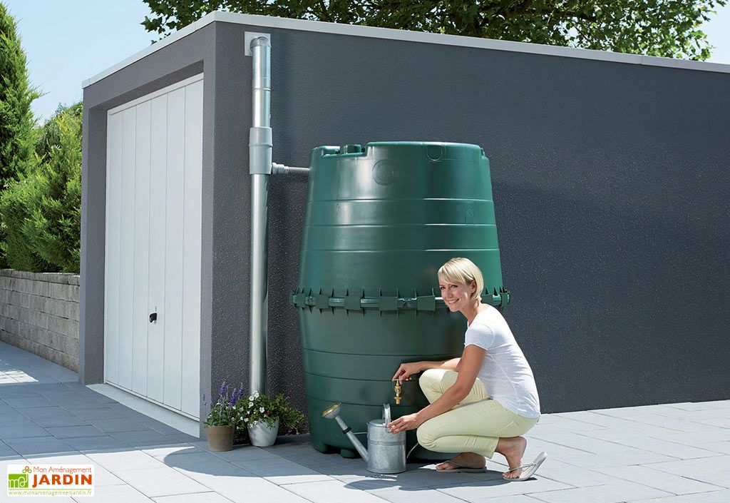 Récupérateur d'eau de pluie 1300 L robinet et collecteur – Top Tank -  Garantia