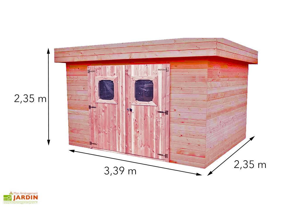Abri DINAN 3,4x3,4m en bois douglas avec sa couverture en bac acier