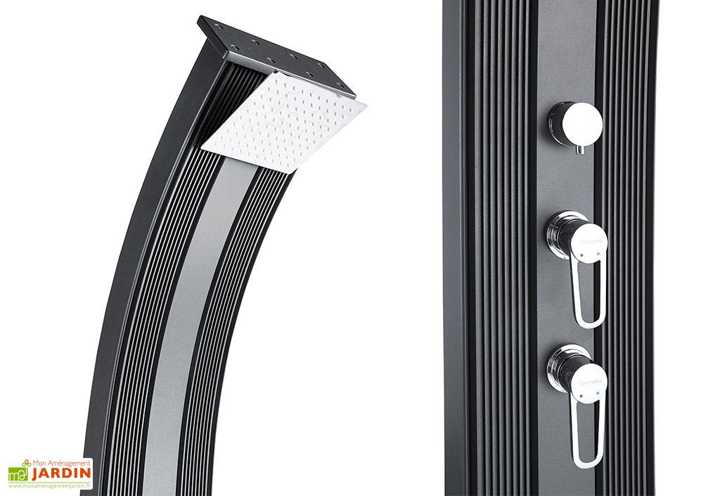 Douche Extérieure/Intérieure Sined Luna Alu Gris - Double Entrée Eau, Pommeau Iswitch Et Thermomètre - Aluminium