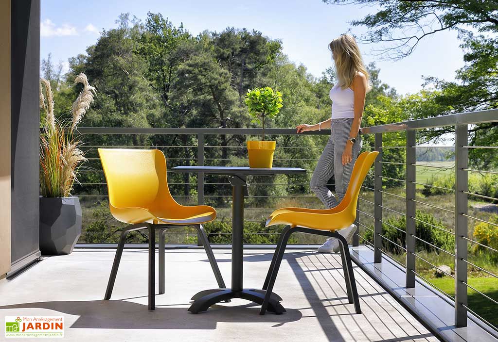 Ensemble table et fauteuils de jardin en aluminium 2 personnes