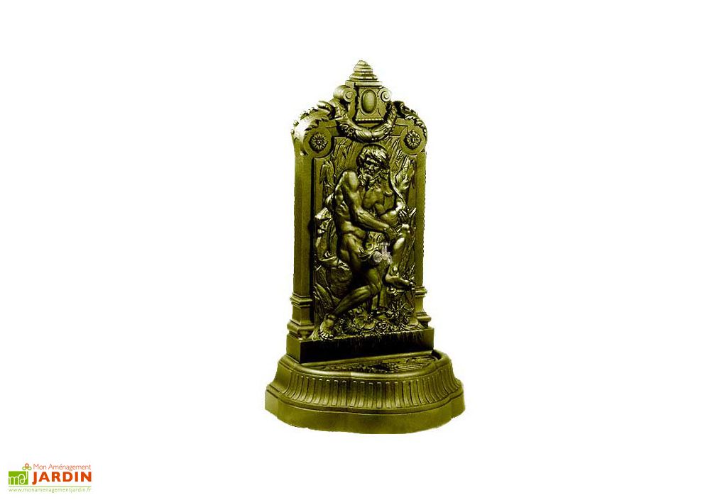 Fontaine de jardin murale en fonte Neptune + robinet colvert - Dommartin