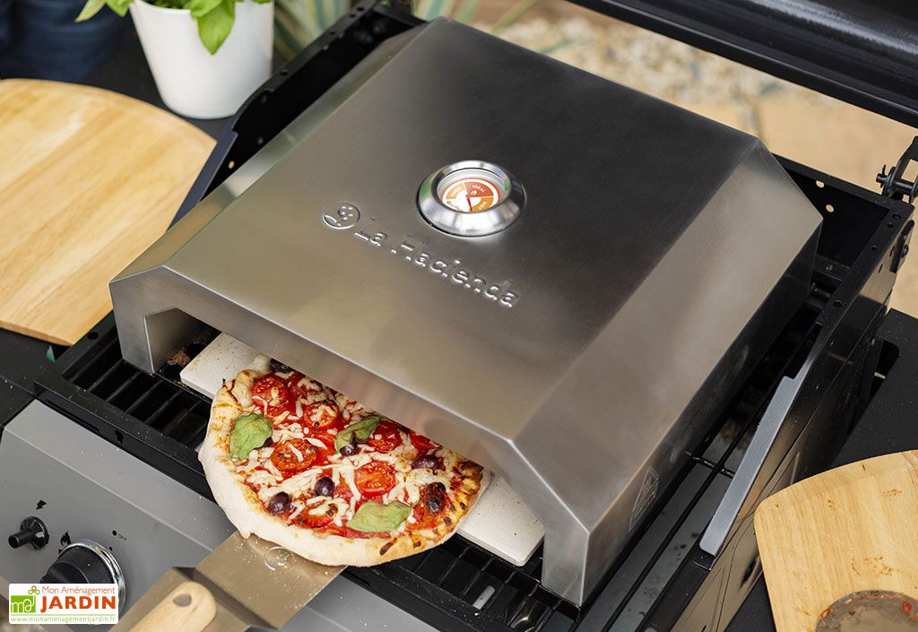 Four à Pizza pour Barbecue Gaz et Charbon de Bois en Acier 35 x 40 cm