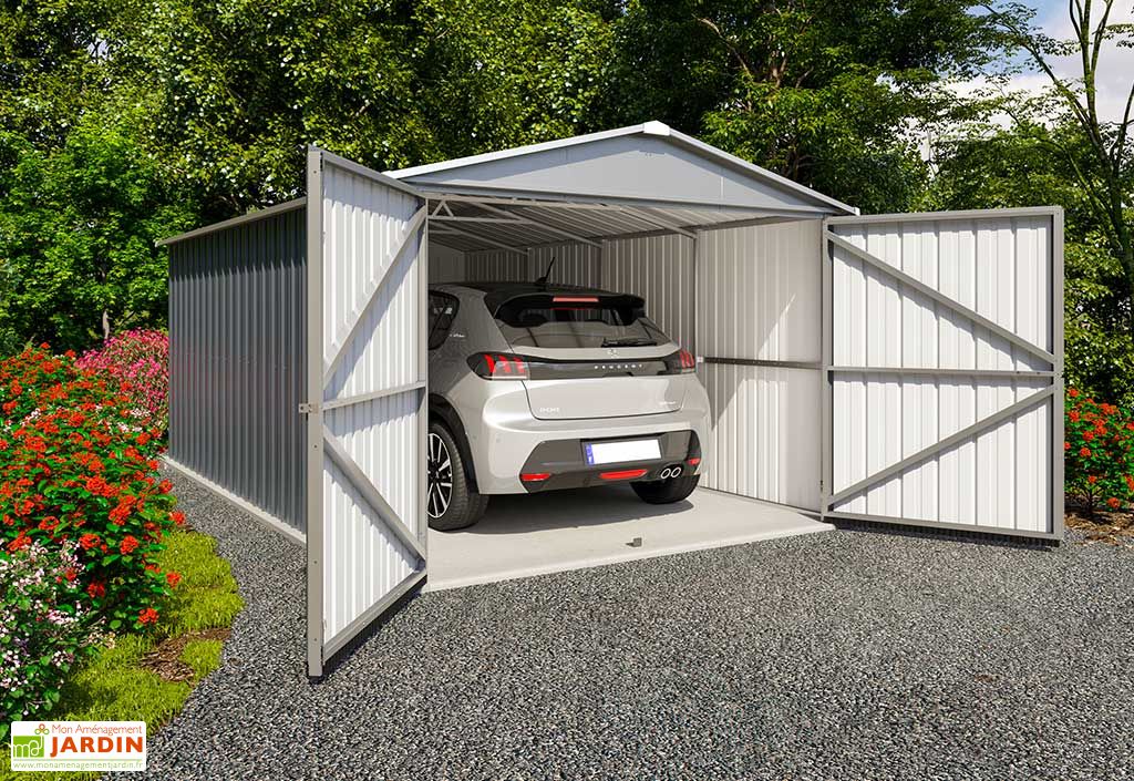 Garage de jardin en métal 15 m² gris anthracite - Trigano 1017A