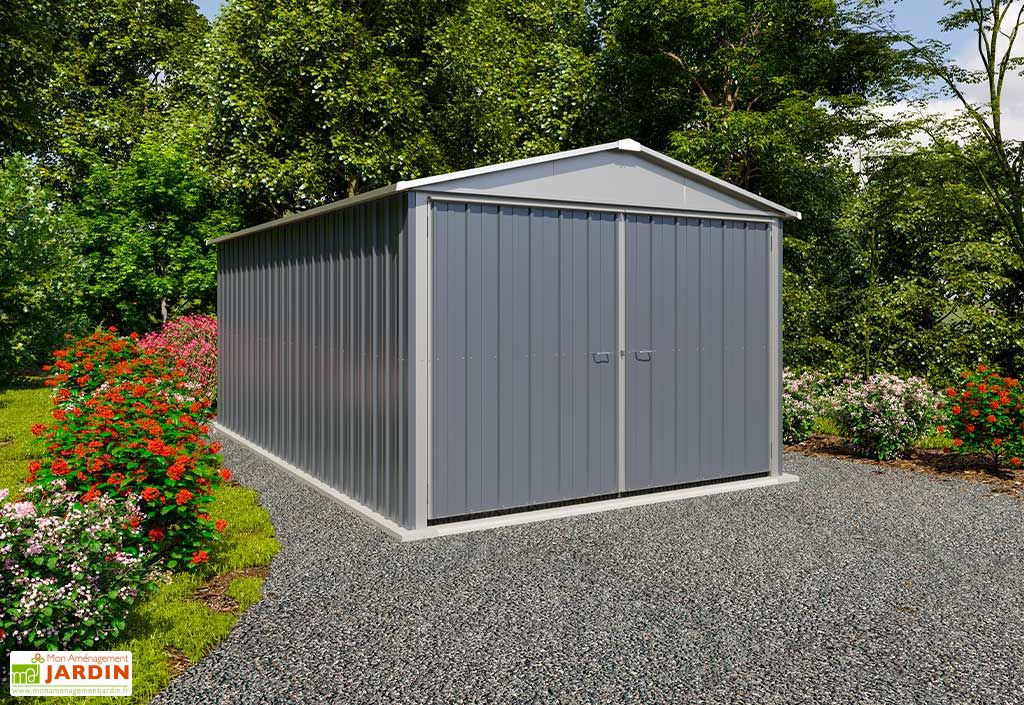 Garage de jardin en métal 15 m² gris anthracite - Trigano 1017A