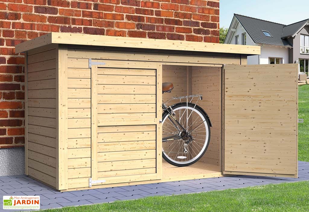 Coffre de Rangement en Bois pour 2 Vélos 182x82x164cm (l,l,h) - Rowlinson