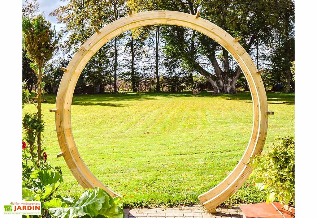 Arche De Mariage Tonnelle Métal Noir 2,8 X 3,2 M - Design Circulaire, Base Amovible, Pour Jardin, événement, Décoration Extérieure