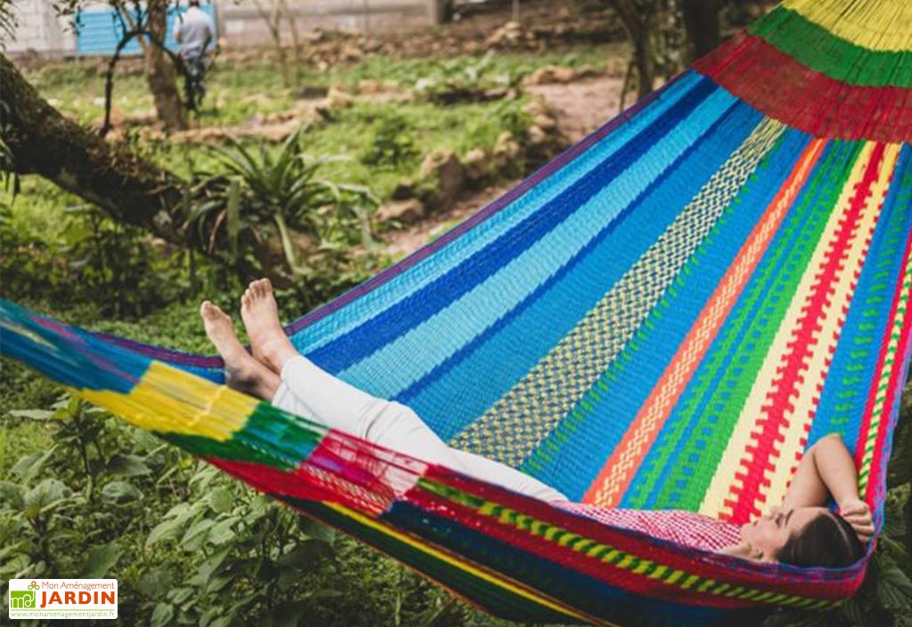 Hamac à bascule pour enfants rayure bleue tissu