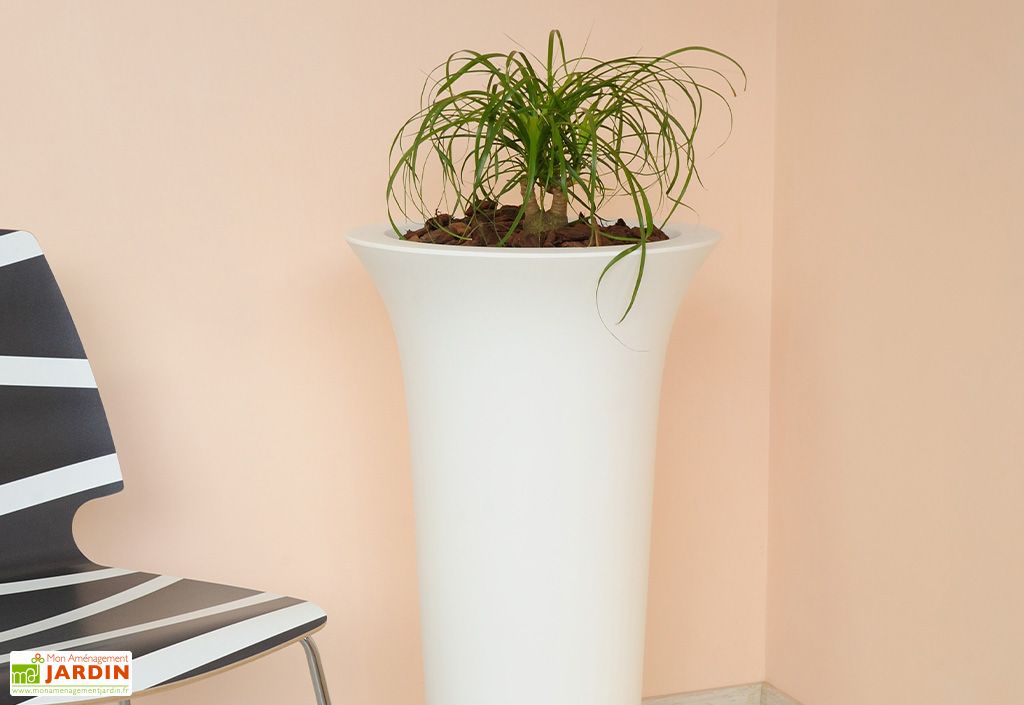 Pot De Fleurs En Polyester 100x60cm Blanc Pur Ral 9010