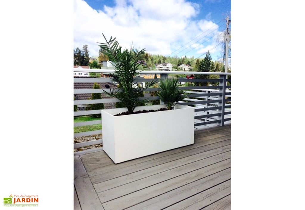 Pot de jardin blanc, haut 60 cm