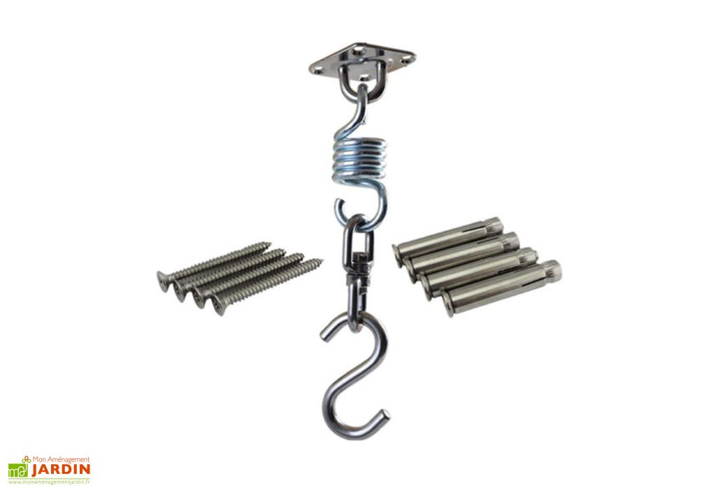 Kit De Fixation Pour Chaise Suspendue Et Hamac – Goupilles Et Anneaux – Intérieur/Extérieur – Marron Clair - 4