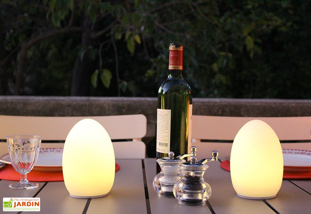 Lampes de Table Blanches Autonomes Oeuf Lot de 2 LumiJardin