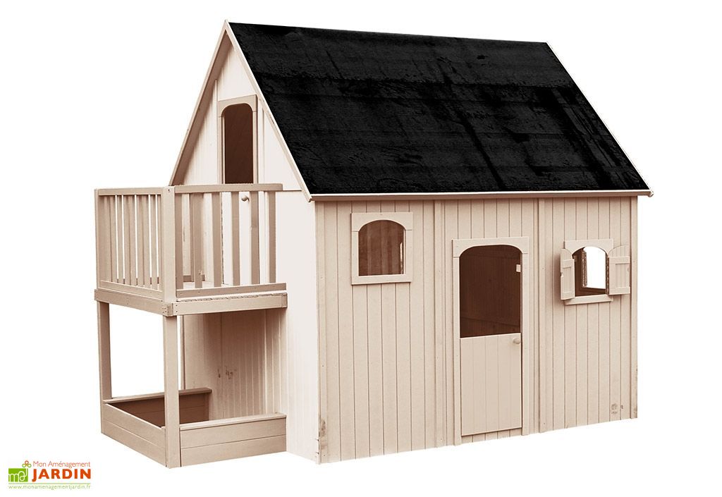 Cabane Maison Enfant en Bois Brut avec Etage Mezzanine Duplex - Soulet