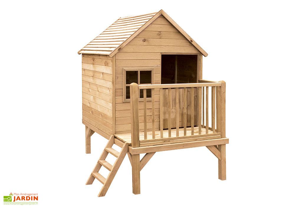 Cabane Maison d’Enfants en Bois Traité sur Pilotis Winny – 1,5 x 2 m