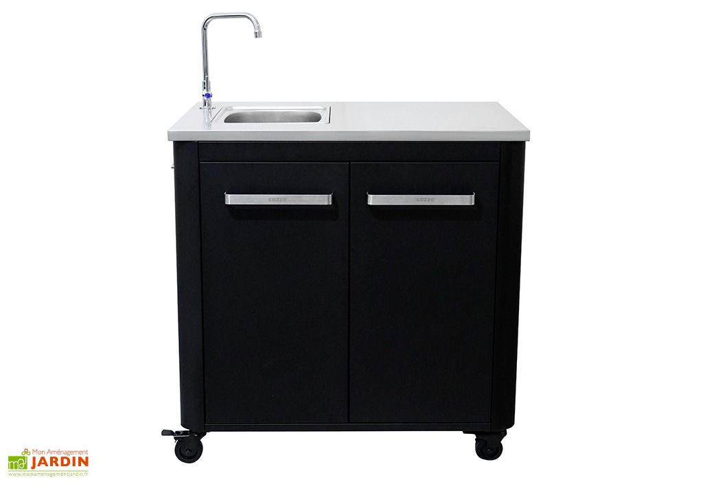 Meuble de cuisine d’été acier zingué et inox + évier – 93 x 67 x 90 cm
