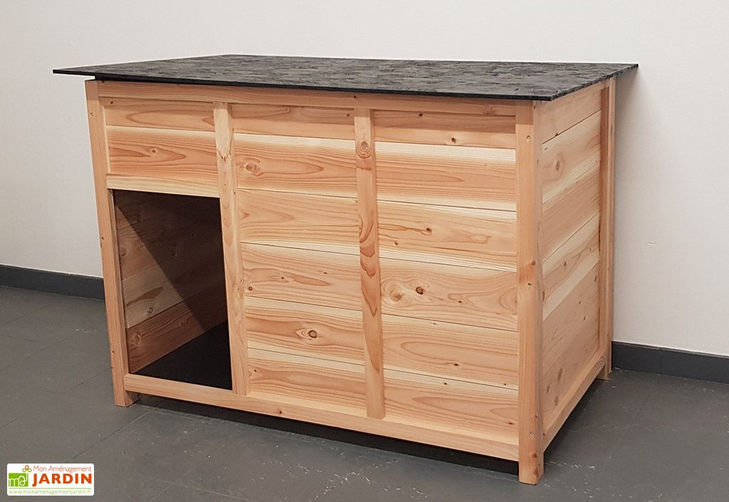 Niche pour chien en bois Douglas brut - Le Livet