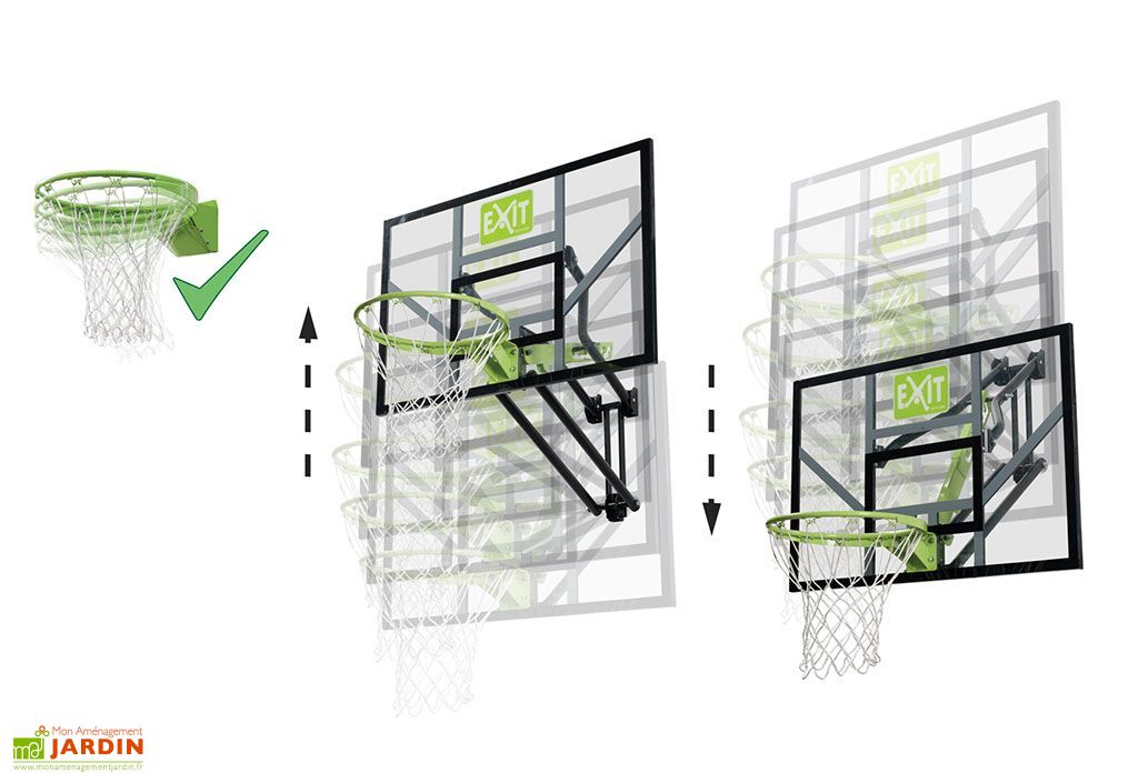 Panier De Basket HUDORA Competition Pro – Planche Transparente 110x70 Cm – Anneau Souple 45,7 Cm – Filet Polyester 53 Cm – Fixation Murale – Enfants Et Adultes