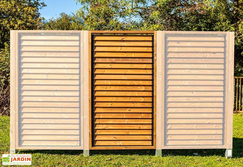 Habrita Panneau brise vue en bois traité - ventelles mobiles - dimensions  100 x H 200 cm