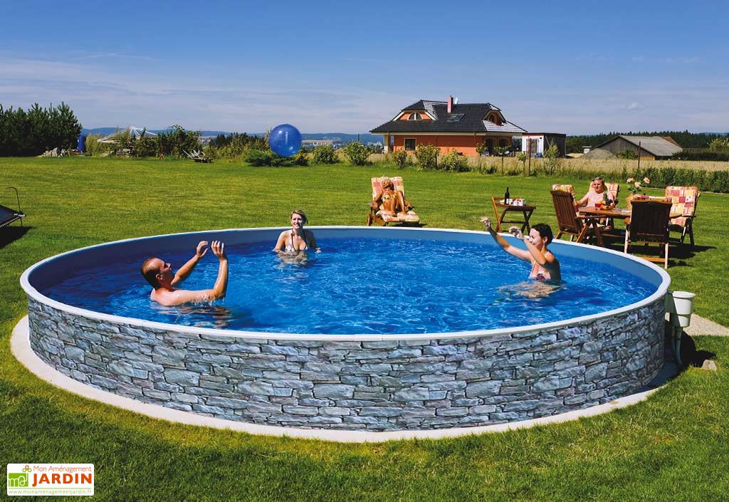 Piscine en acier ronde imitation pierre - Azuro - Mountfield a.s.