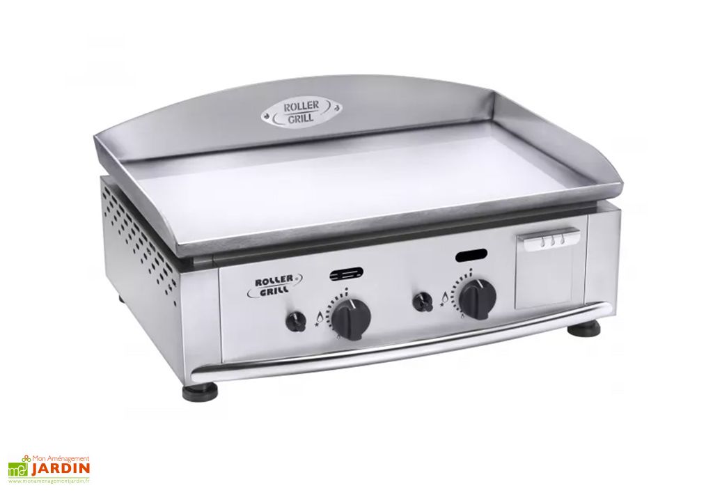 Plancha Gaz HAPPY GARDEN MALA – 2 Brûleurs 5kW, Acier Noir, 47 Cm