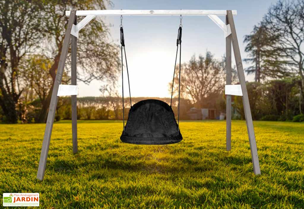 oneConcept Miri Balançoire enfant de jardin, armature, cordes et assise verte oneConcept Miri Balançoire enfant de jardin, armature, cordes et assise verte