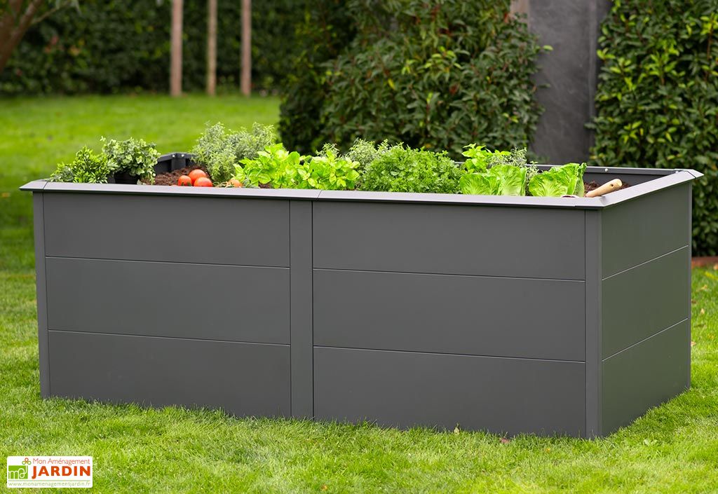 Potager surélevé en acier galvanisé Primus XL 200 x 100 x 77 cm