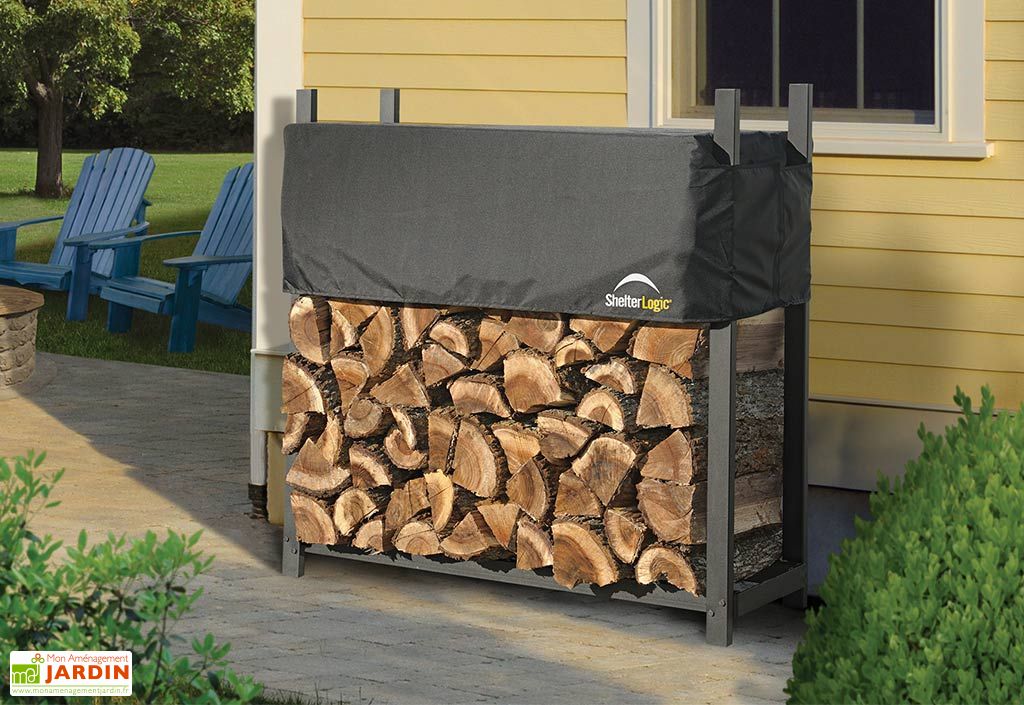 Range-Bûches Avec Protection Relaxdays Acier - 122x250x30cm Marron Noir Extérieur