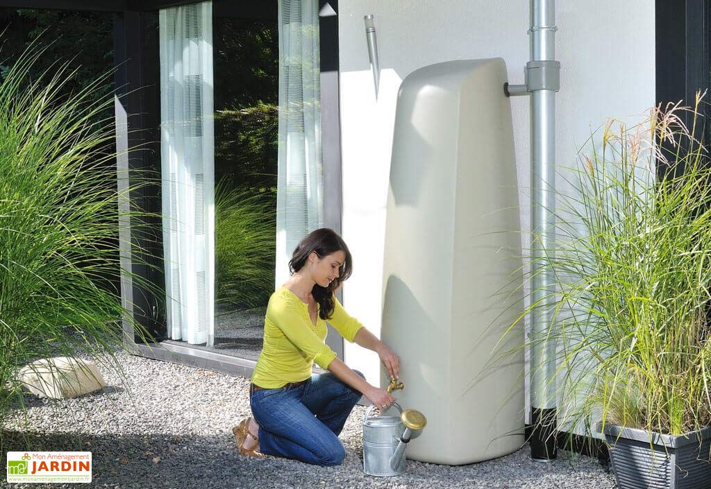 Cuve murale Basic - Récupérateur d'eau de pluie 300L - Sable - Garantia