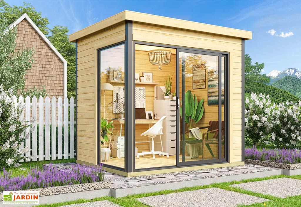 Bureau de jardin en bois 5 m² ep. 44 mm – Doméo Mini Plus - Lasita