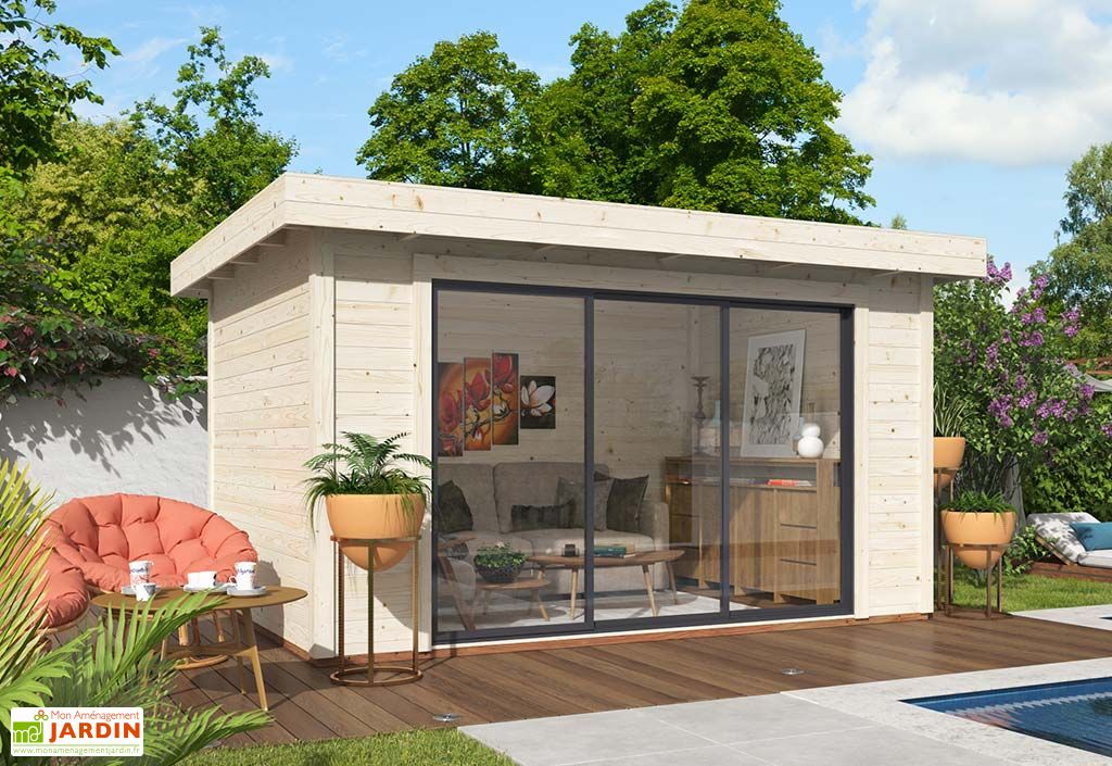 Studio de jardin en bois d’épicéa brut 28 mm Lydia – 15 m² - Palmako
