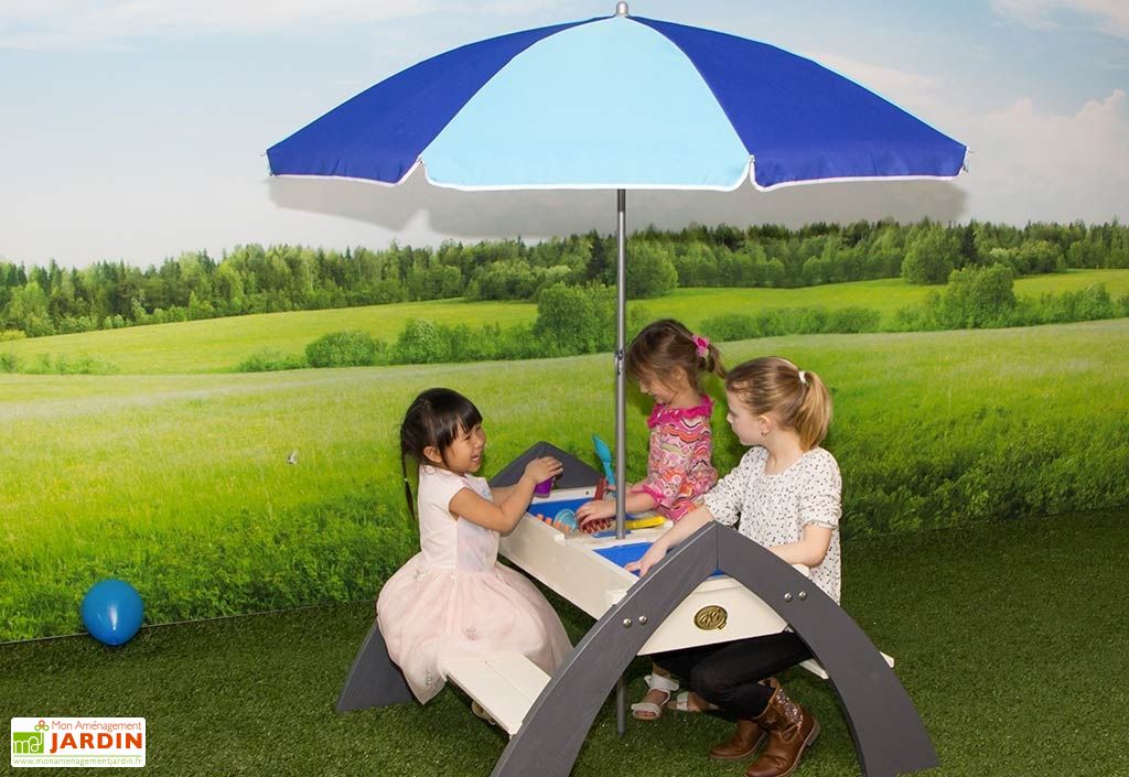 Table de Pique-Nique Eau et Sable Delta + Parasol - Axi