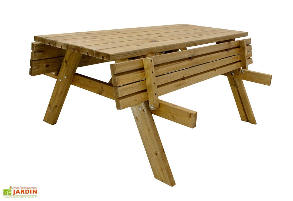 Table pique-nique pour collectivité, table de pique-nique 10 personnes en  bois
