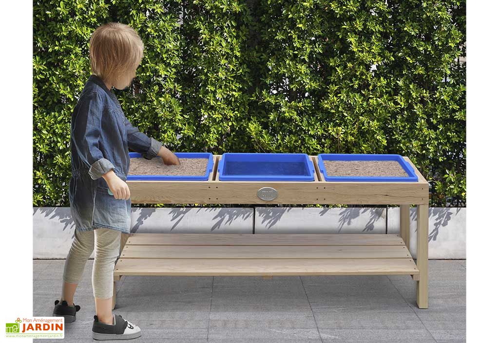 Table sable et eau minimaliste en bois massif - teck