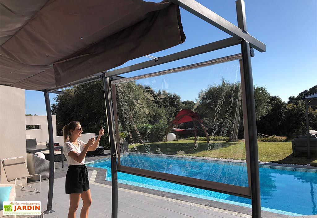 Voilage Extérieur Imperméable Avec œillets - Gris, 132 X 183 Cm - Pour Terrasse, Pergola, Balcon Ou Camping
