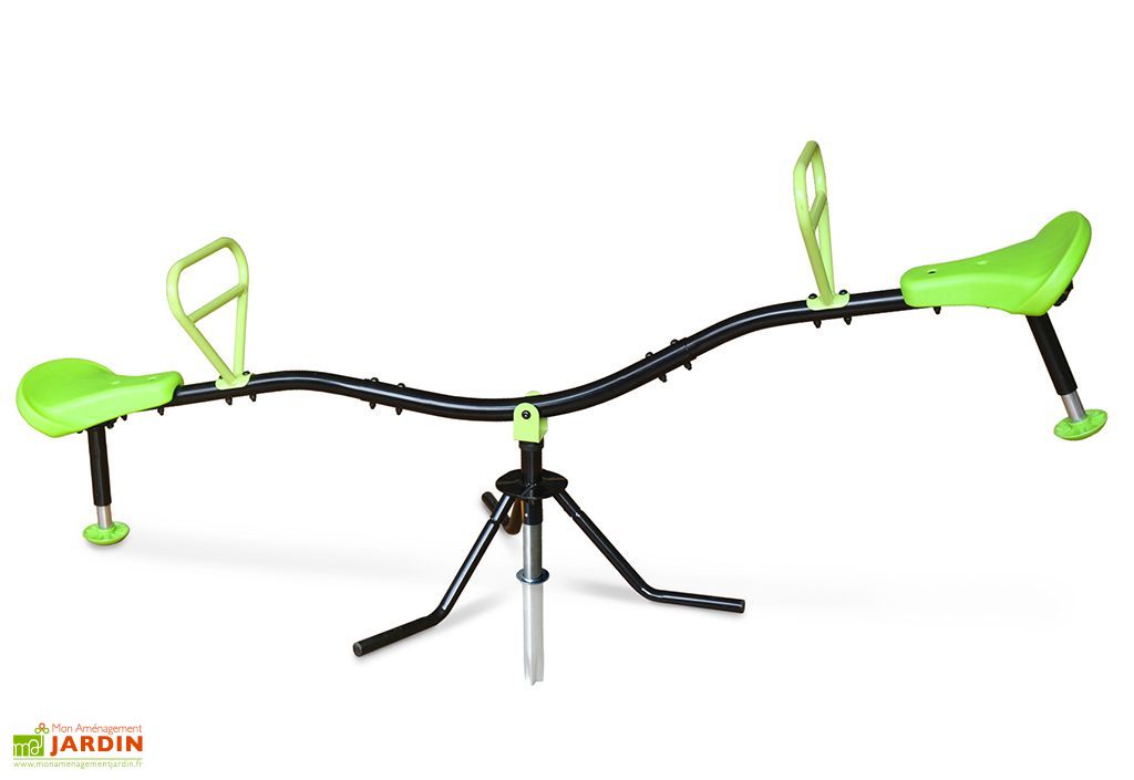 Balançoire à Bascule Rotative 360° Outsunny - Pour Enfants 3-8 Ans, Métal Et PP, 184x76x71 Cm Multicolore