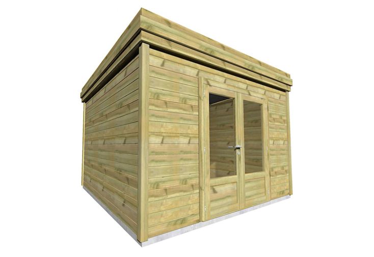 Abri de jardin en bois de pin traité et toiture bac acier – 10,9 m²
