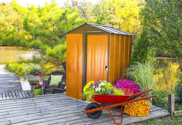 Abri de jardin en acier galvanisé imitation bois Woodlake – 1,84 m²