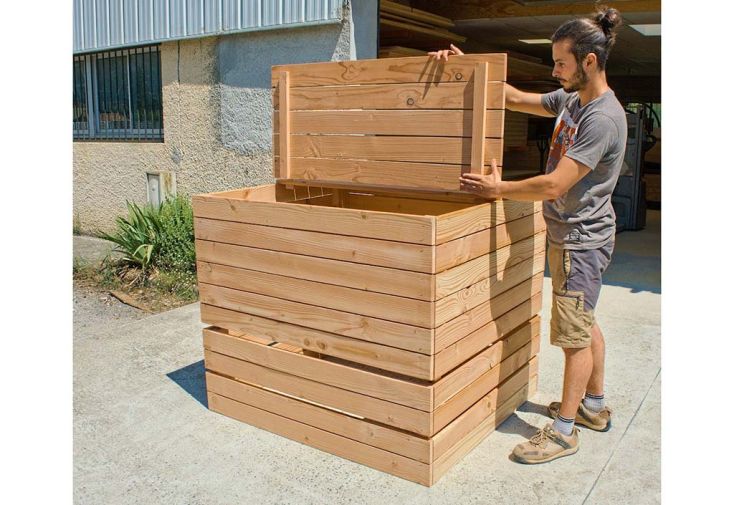 Composteur en bois Douglas 1800 L – 145 x 125 x 105 cm