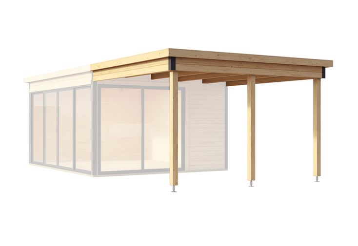 Extension de toit en bois d’épicéa brut pour Domeo 3 et 4 - 9,6 m²