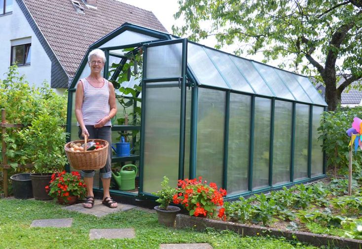 Serre de jardin polycarbonate double paroi lucarne et base – 7,90 m²