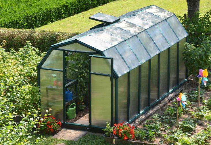 Serre de jardin polycarbonate double paroi et fenêtre de toit – 9,16 m²