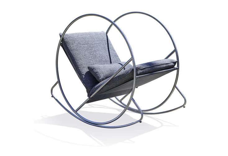 Rocking chair de jardin en inox et textilène - Caprera