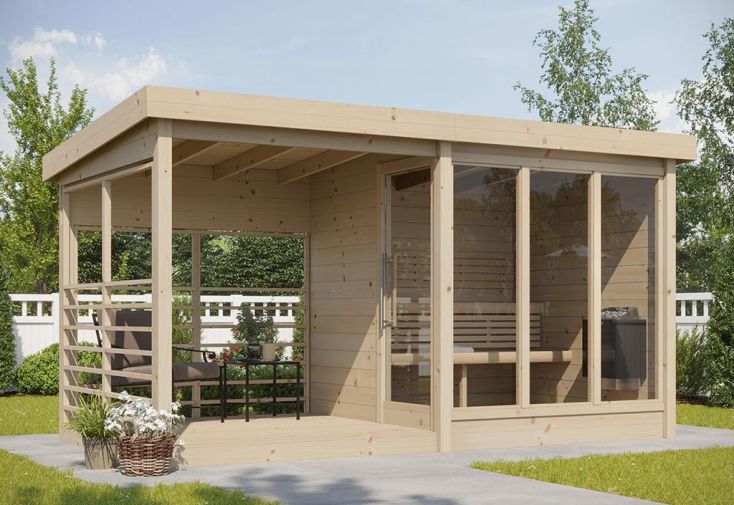 Sauna d’extérieur en bois d'épicéa brut Anita – 8,67 m²