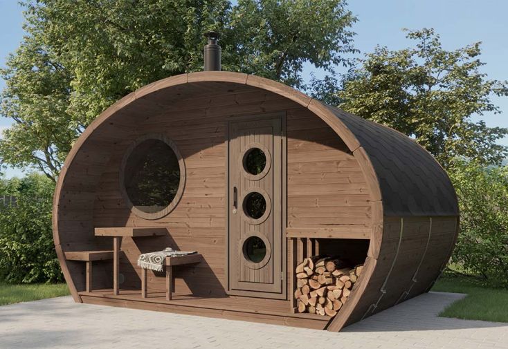 Sauna d’extérieur en bois traité Frodo - 12 m²